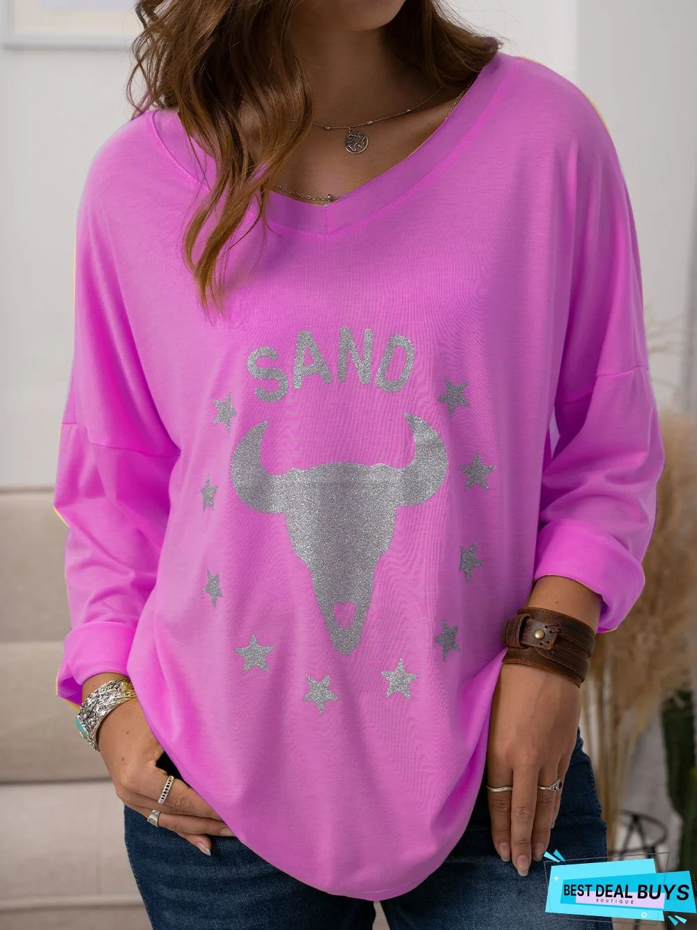 Casual Cotton-Blend Crew Neck Printed T-shirt