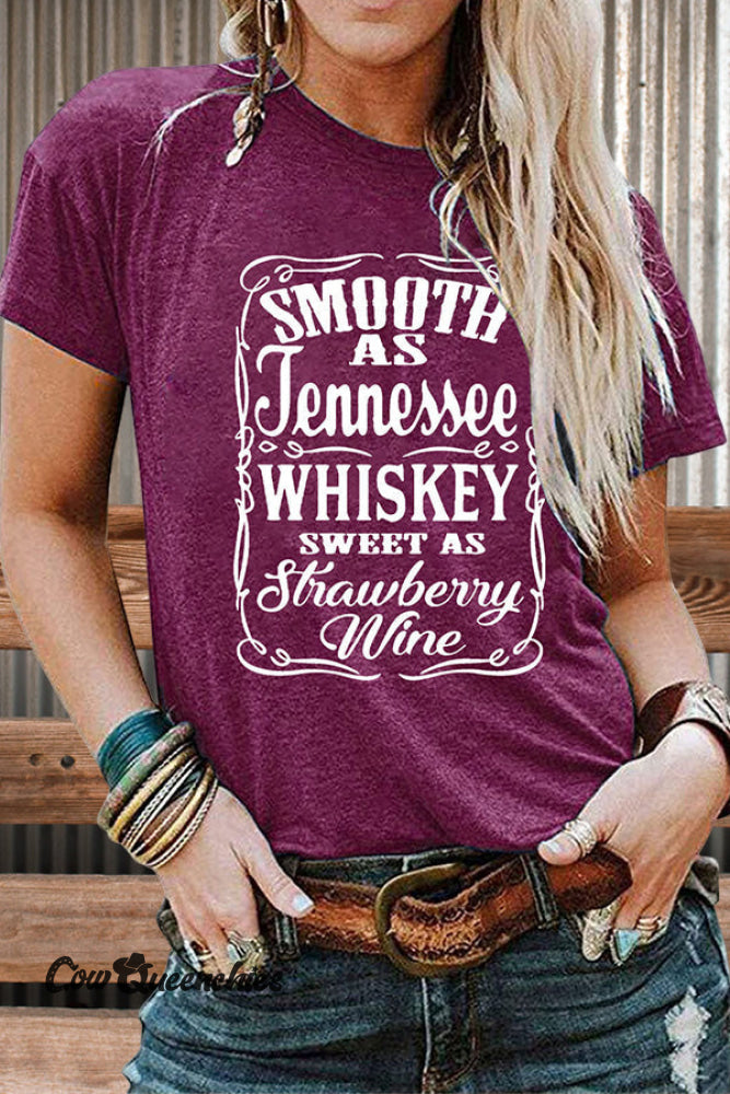 Letter Print Crew Neck T-Shirt Purple / S