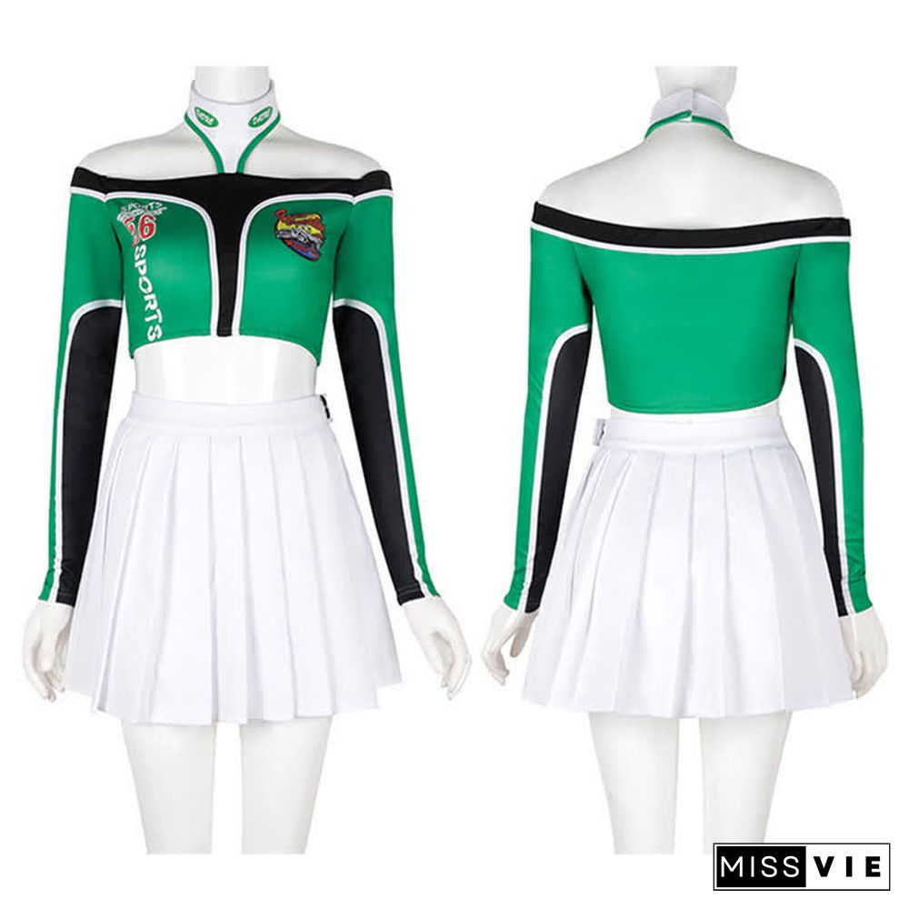 Letter Print Crop Top Shorts Mini Skirt Pants Colorblock Three Pieces Set