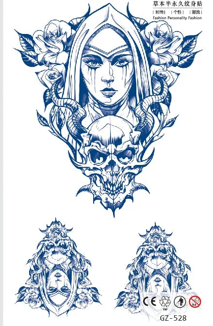 Temporary Waterproof Tattoo Stickers Seductive Snake Flower Ink Lasting Sexy Girls Arm Chest Waist Buttocks Realistic Fake Tatoo