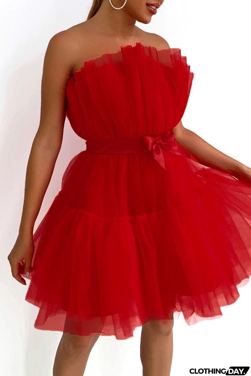 Sexy Elegant Solid Patchwork Strapless Princess Dresses(5 Colors)