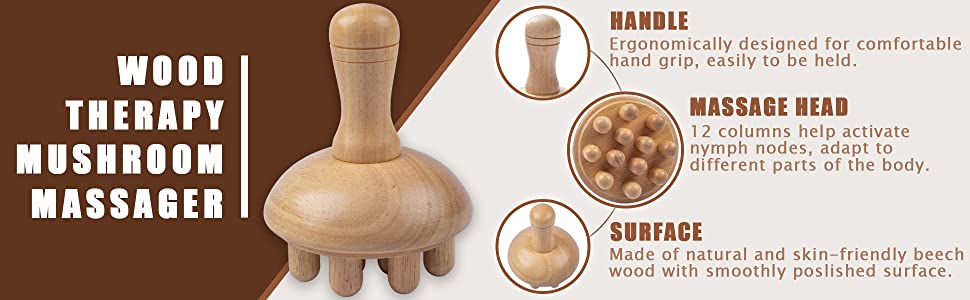 Likron Watches Wooden Mushroom Massager Tool for Body Sculpting