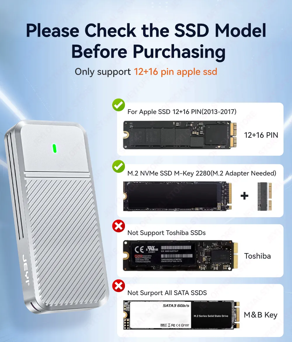 JEYI For MacBook Air/Pro 2013-2017 SSD Aluminum Hard Drive