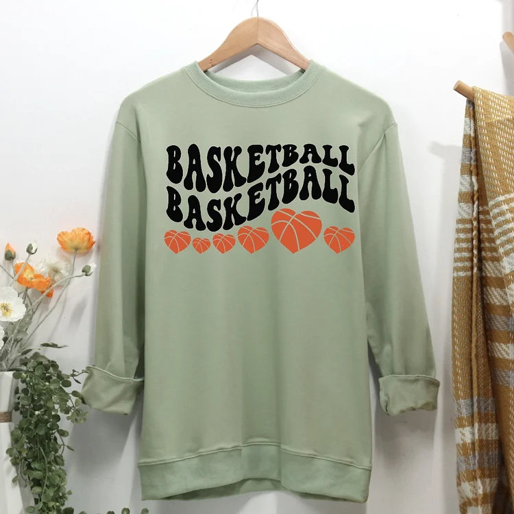 Basketball heart funny Women Casual Sweatshirt-Annaletters