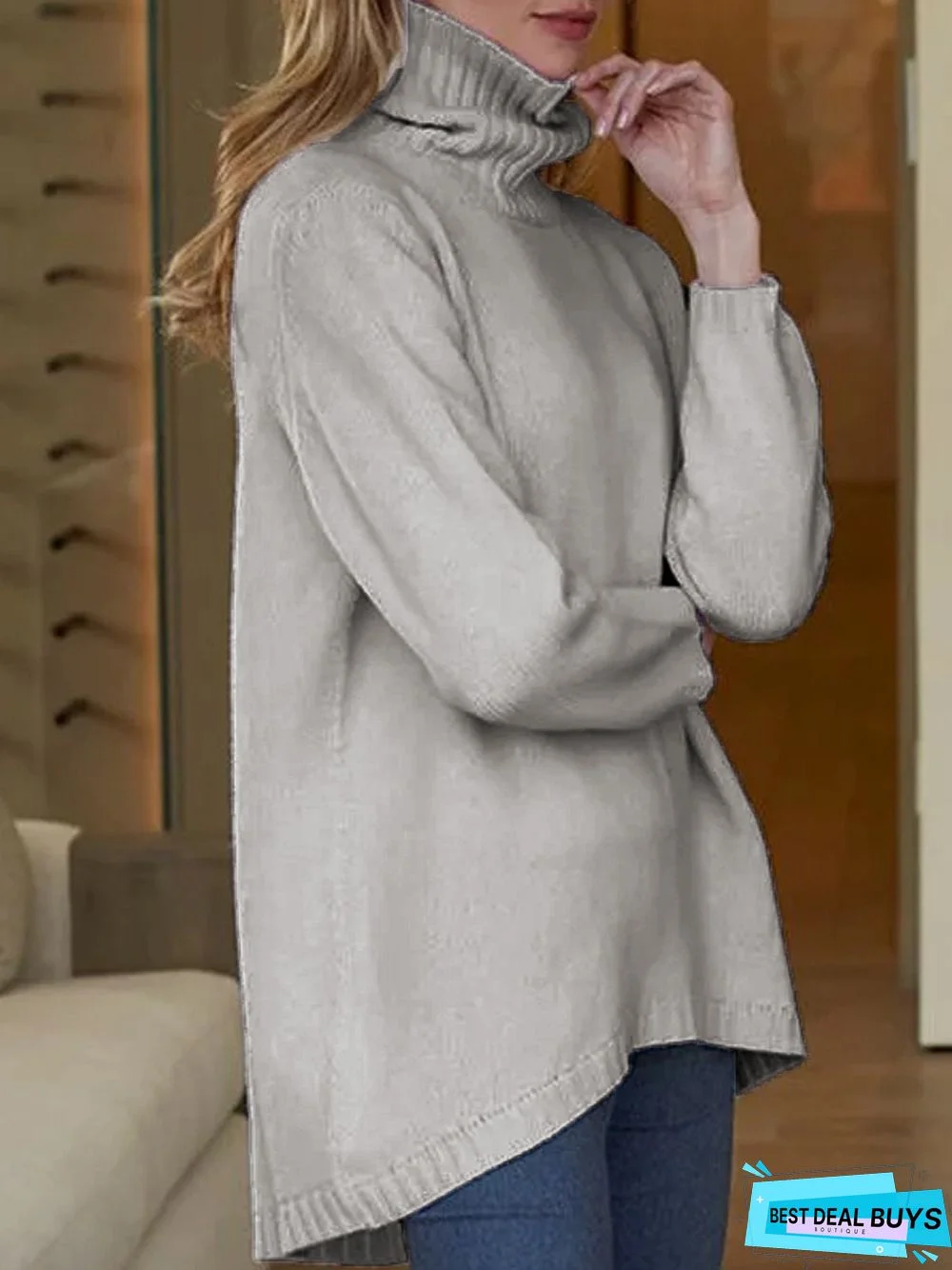 Simple & Basic Turtleneck Solid Sweater