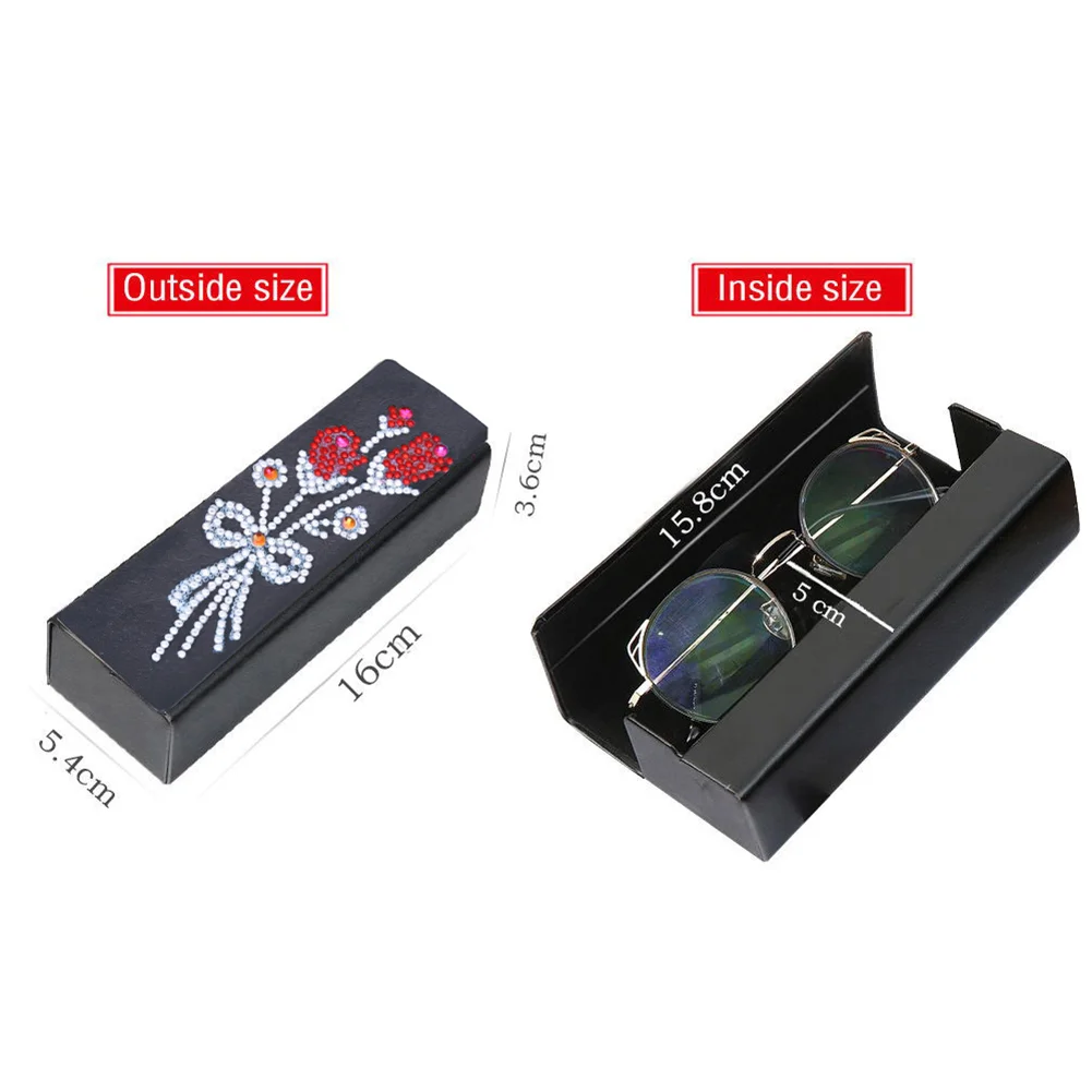 DIY Diamond Painting Leather Eye Glasses Box Travel Sunglasses Storage Case