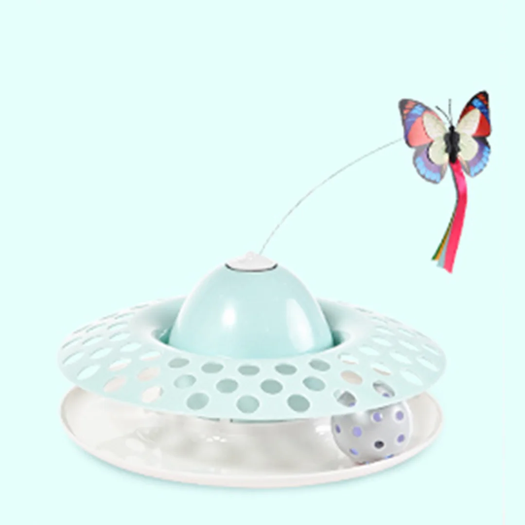Interactive Cat Toys - Automatic Electric Rotating Butterfly & Ball Exercise Kitten Toy  