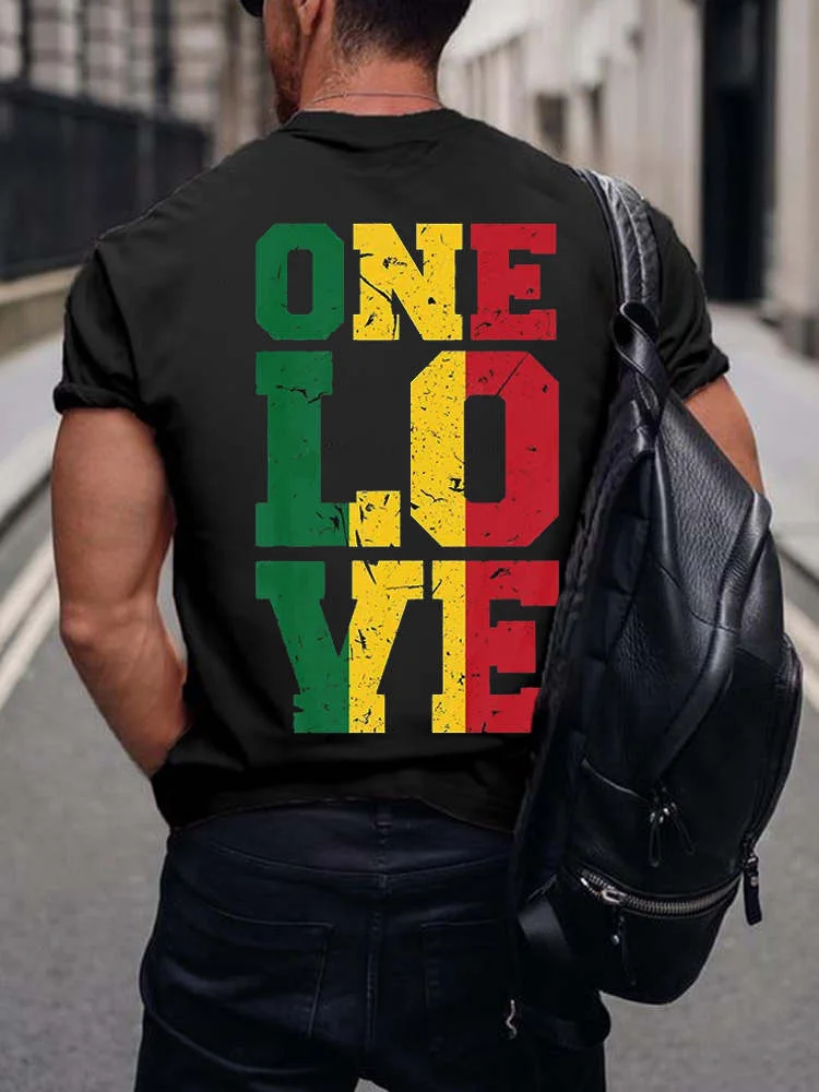 One Love Reggae Art Print Men's Casual T-Shirt