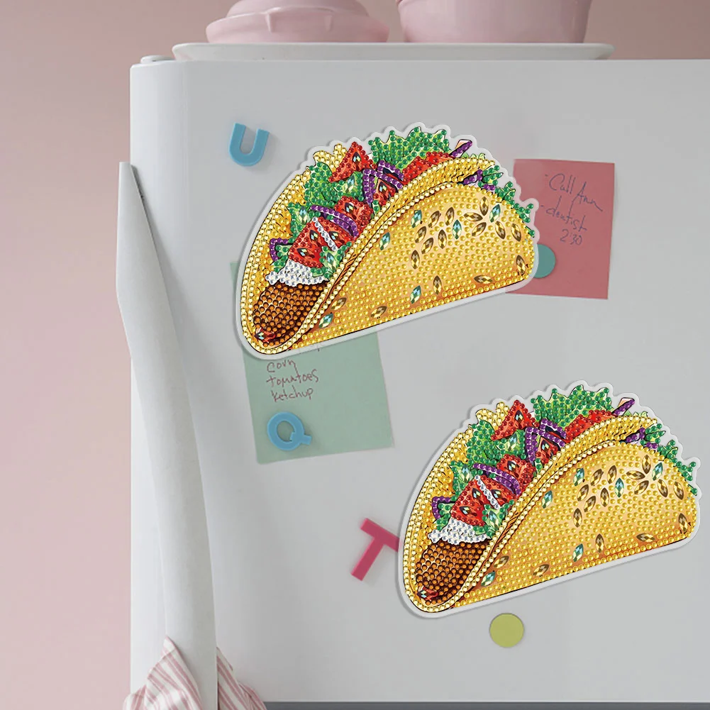 1pcs DIY Taco Diamond Painting Magnets Refrigerator for Adults Kid Office Car Fridge