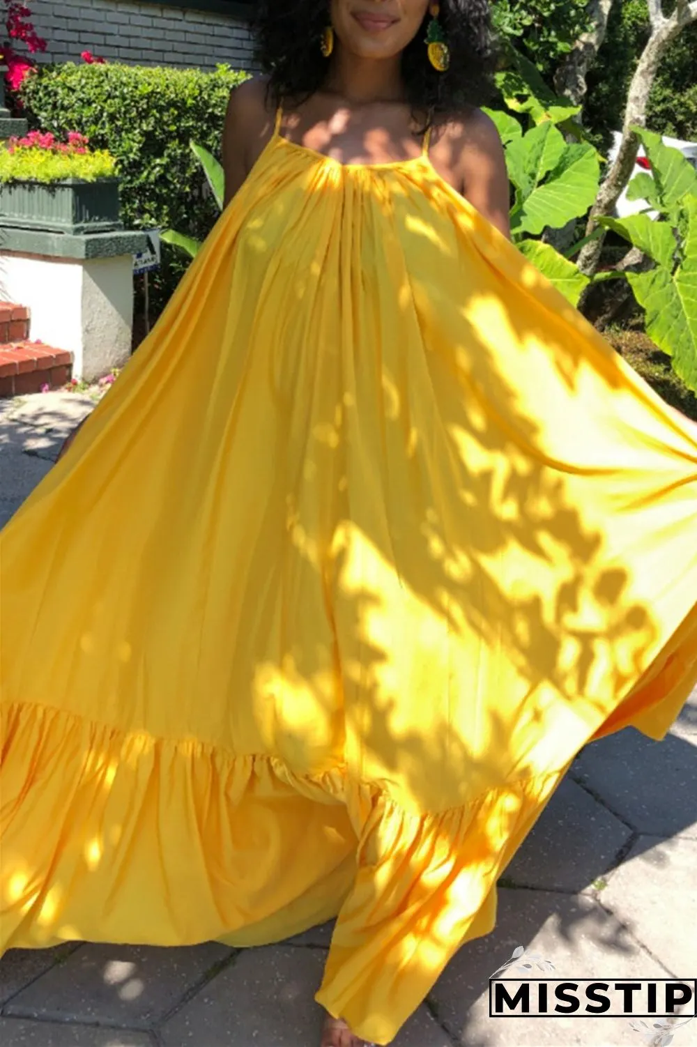 Pink Sexy Casual Solid Backless Spaghetti Strap Loose Sling Dress