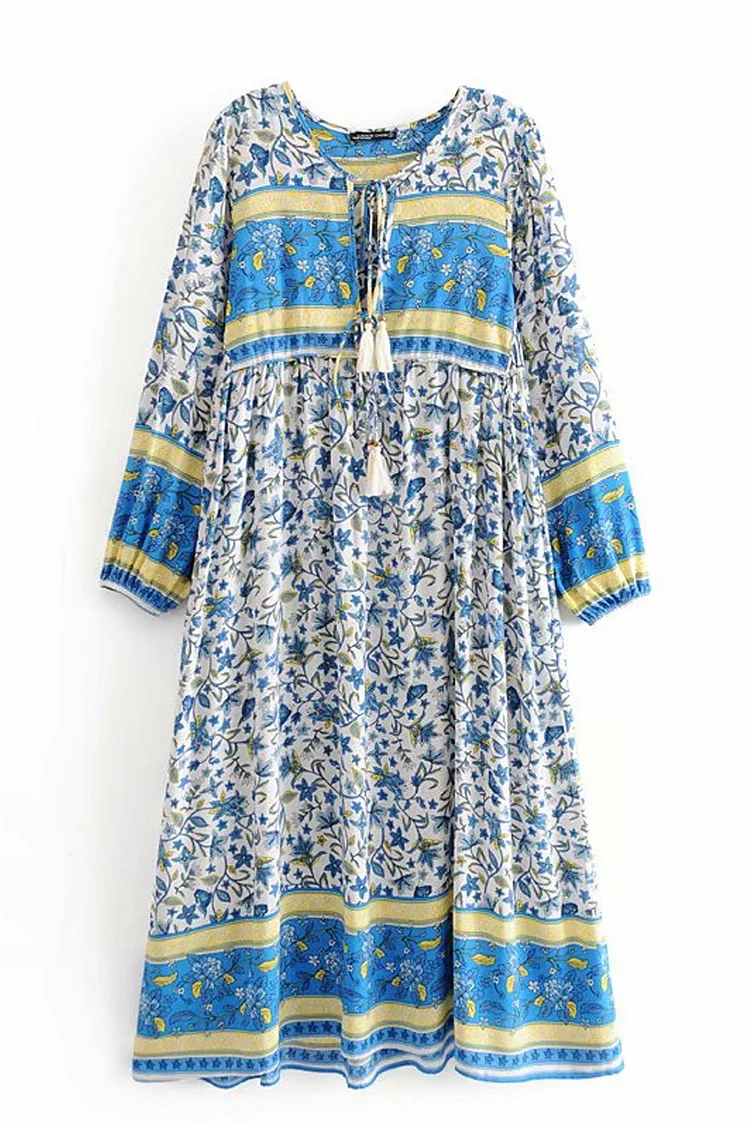 Gown Dress, Luditu Maxi Dress, Loose Dress, Vintage in Blue