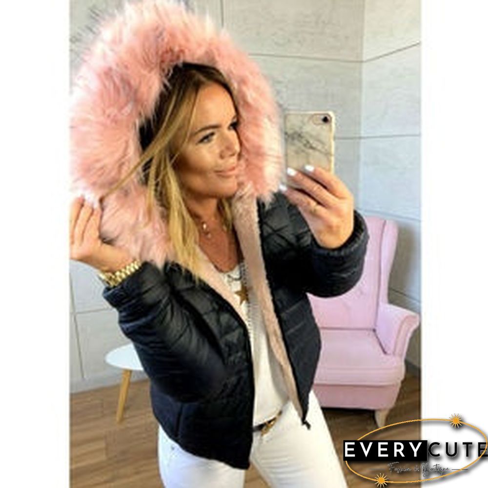 New Fashion Women Long Sleeve Faux  Fur Hooded Winter Coat Casual Vintage Lady Thick Warm Padded Faux Fur Coat Outwear Jackets Plus Size S-3XL