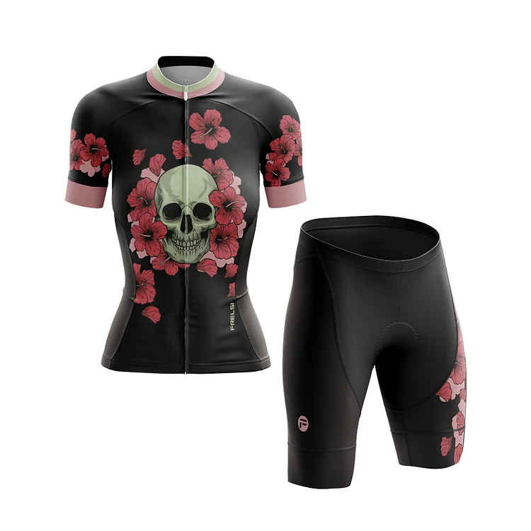 Skull Flowers | Women's Short Sleeve Cycling Set