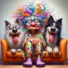 Two Dogs And Granny-11CT Stamped Cross Stitch 40*40cm