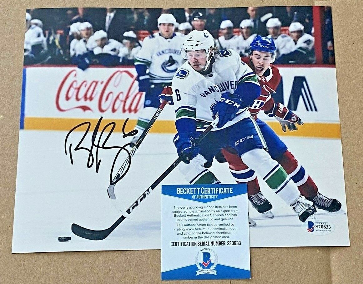 BROCK BOESER SIGNED 8X10 VANCOVER CANUCKS Photo Poster painting BECKETT CERTIFIED