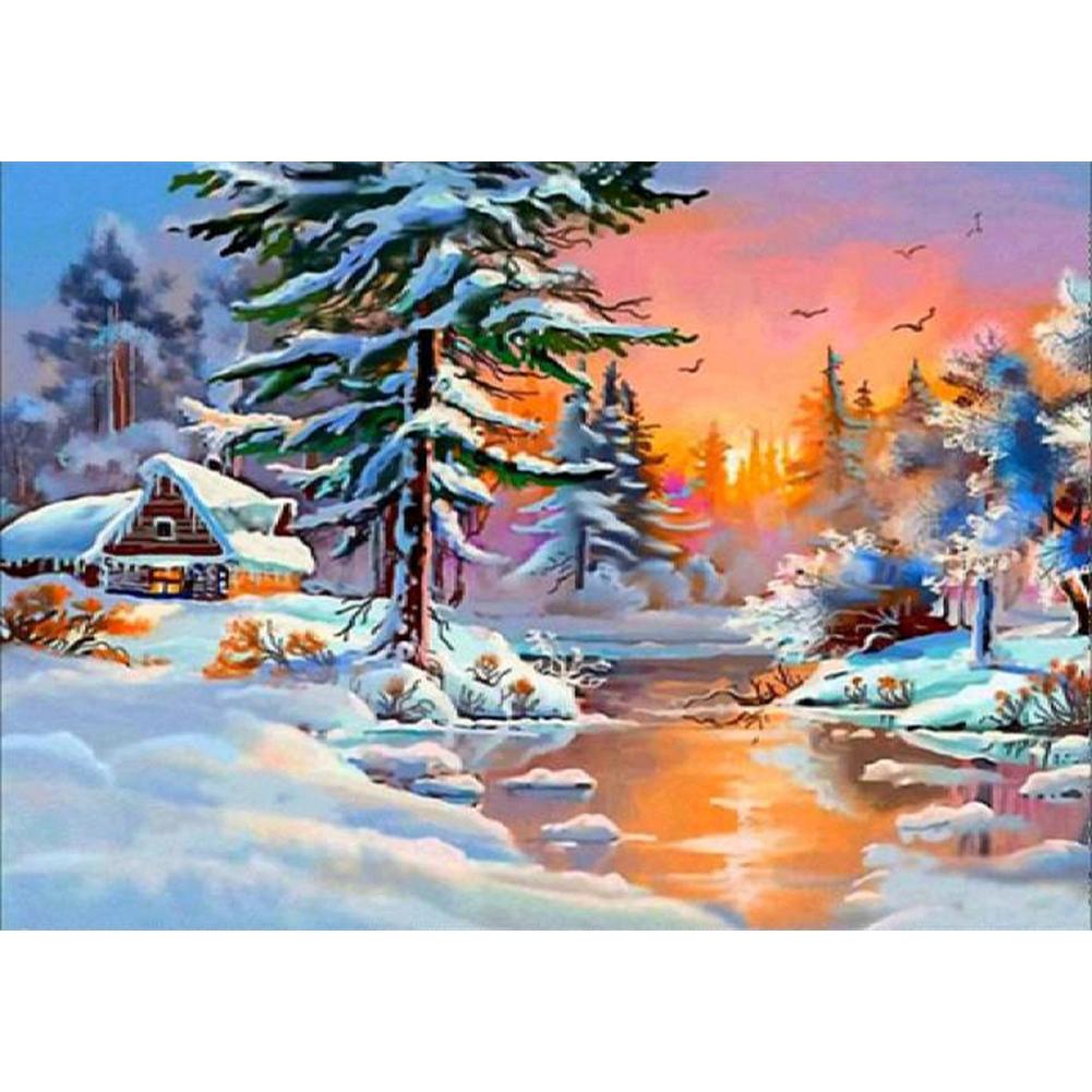 

40*30CM-Round Drill Diamond Painting-Snowing, 501 Original