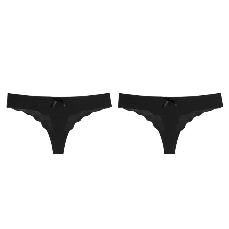 Women's Sexy Thongs G-string Underwear Seamless Invisible Panties For Ladies Fashion Ruffle Female T-back Underpants 1/2pcs