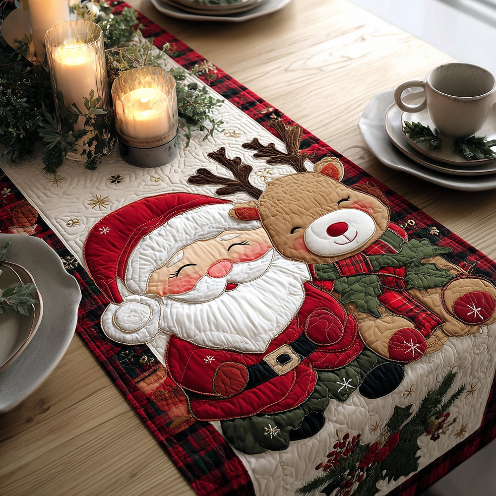 Holly Reindeer Joy Quilted Table Runner NCU0TH3417
