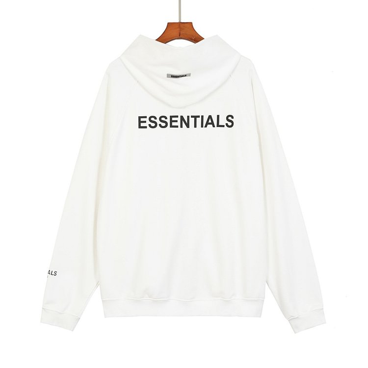 Fog Essentials Zipper Hoodie Autumn and Winter Double-Line Adhesive Letter Terry Zipper Sweater Coat for Men and Women