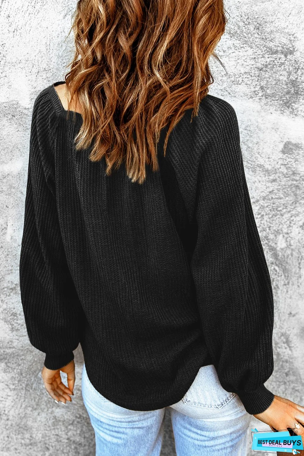 Scoop Neck Waffle Knit Top