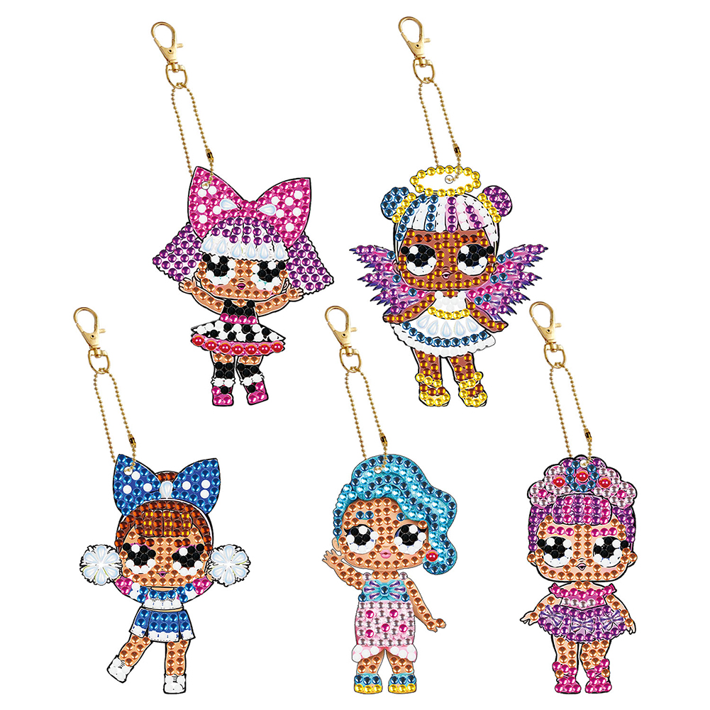 

5pcs Girl Double Sided - 5D DIY Craft Keychain, 501 Original