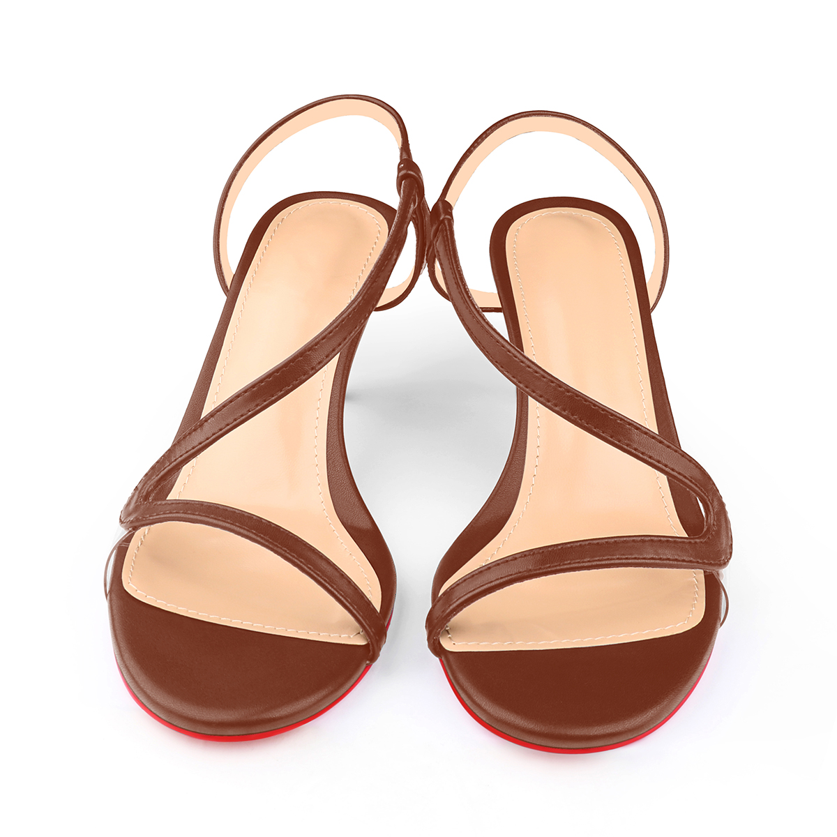 65mm Women's Matte Red Bottom Sandals Spotlight Wavy Straps Sandals-MERUMOTE