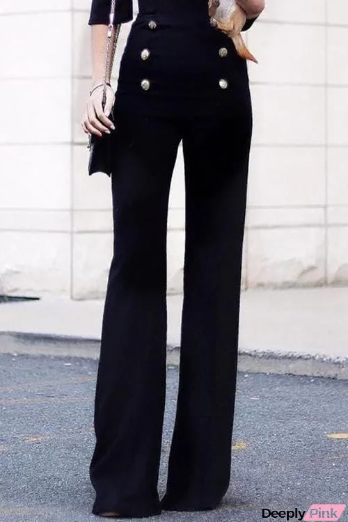 Button Wide Leg Pants