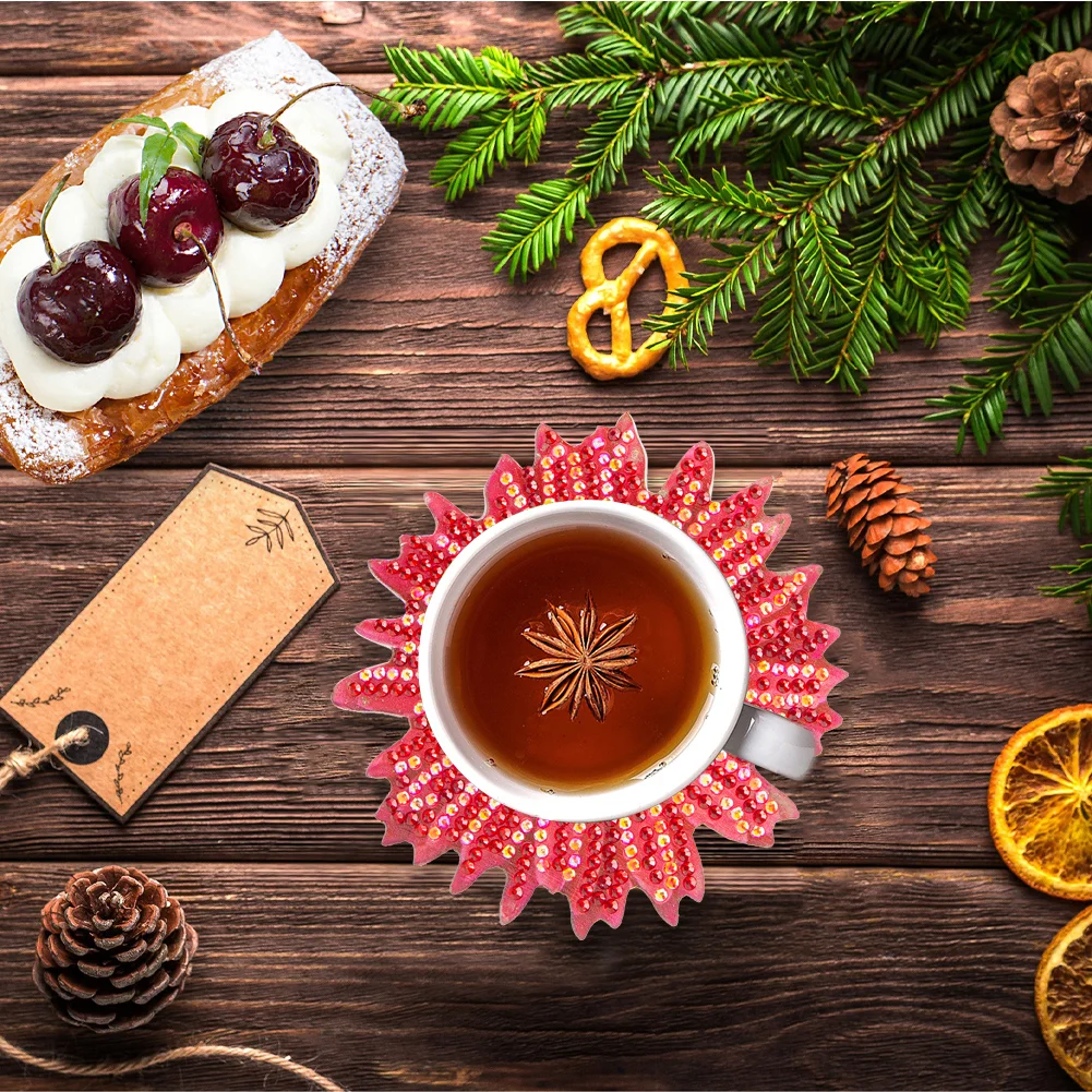 6pcs DIY Flower Anti Slip Coasters Stackable Creative for Tabletop Protection