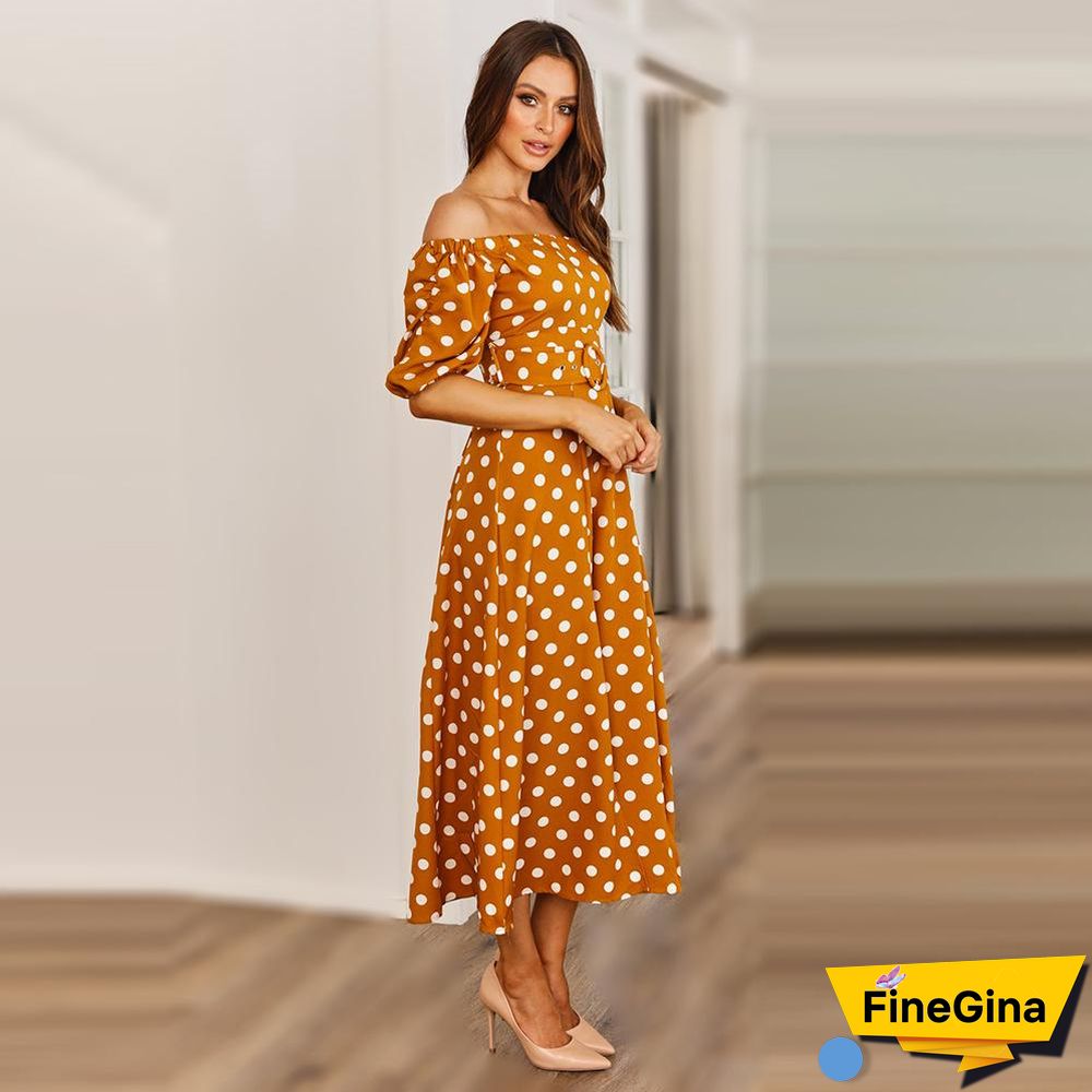 Polka Dot Off Shoulder Dresses