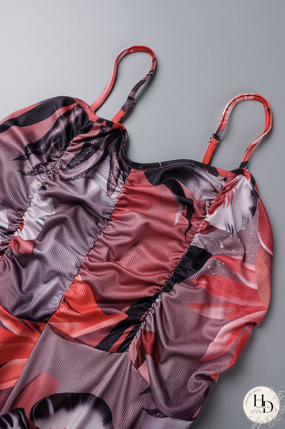 Blue Sexy Print Bandage Patchwork Spaghetti Strap Regular Jumpsuits