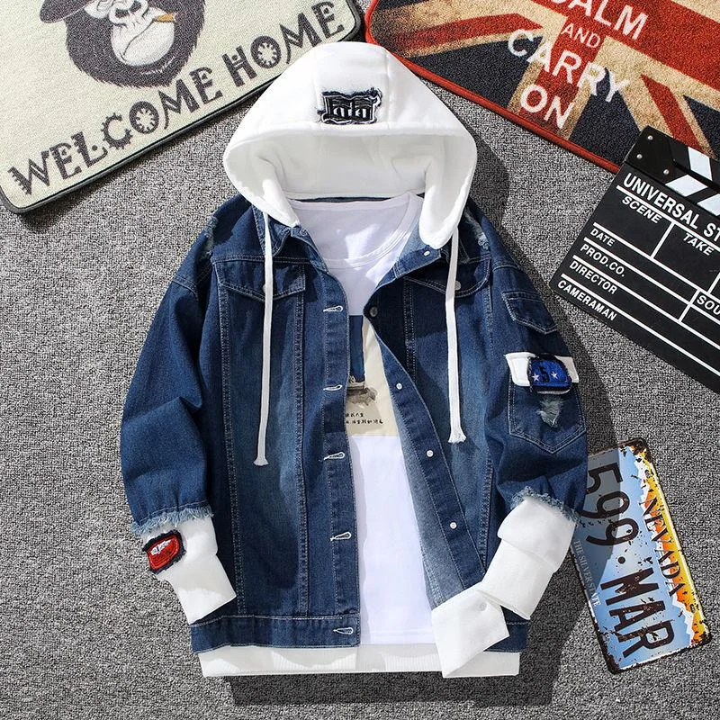 2021 New Spring Autumn Hooded Denim Jacket Women Hip Hop Jeans Coat Female Jean Jacket Casual Bomber Streetwea Jacket Outerwear