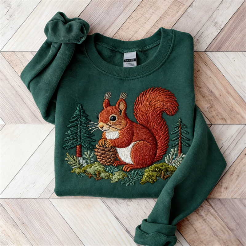 Forest Squirrel & Plants Vintage Washed Sweatshirt wearshes