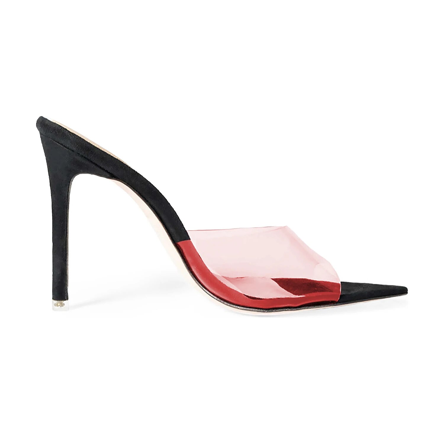 TAAFO Transparent PVC High Thin Heels Women's Slippers Pointed Toe Outside Sandals Ladies Shoes 