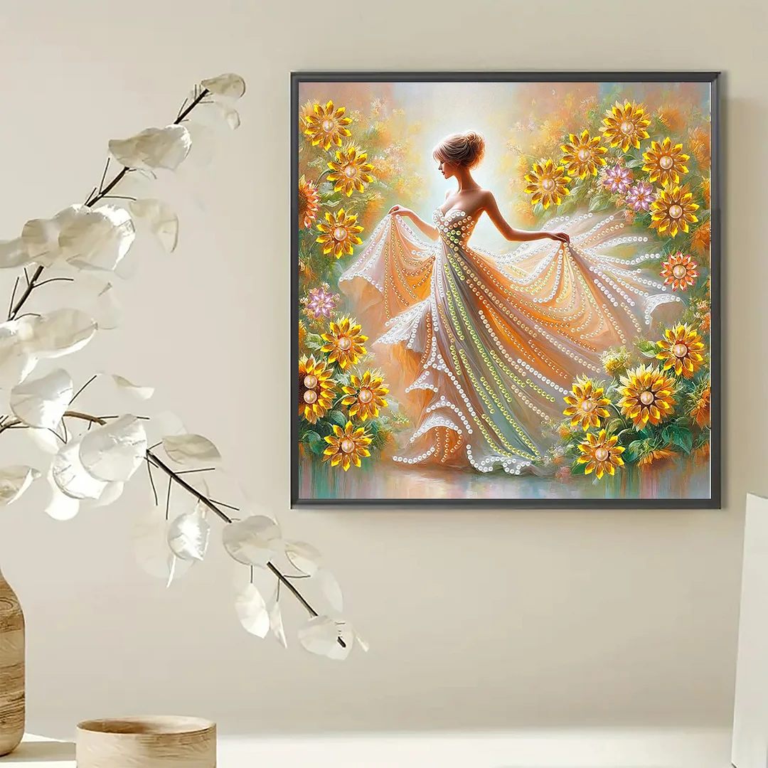 Diamond Painting - Partial Special Shaped Drill - Sunflower Girl(Canvas|30x30cm)