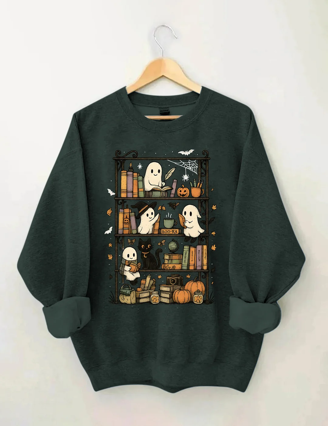 Retro Halloween Bookshelf Sweatshirt