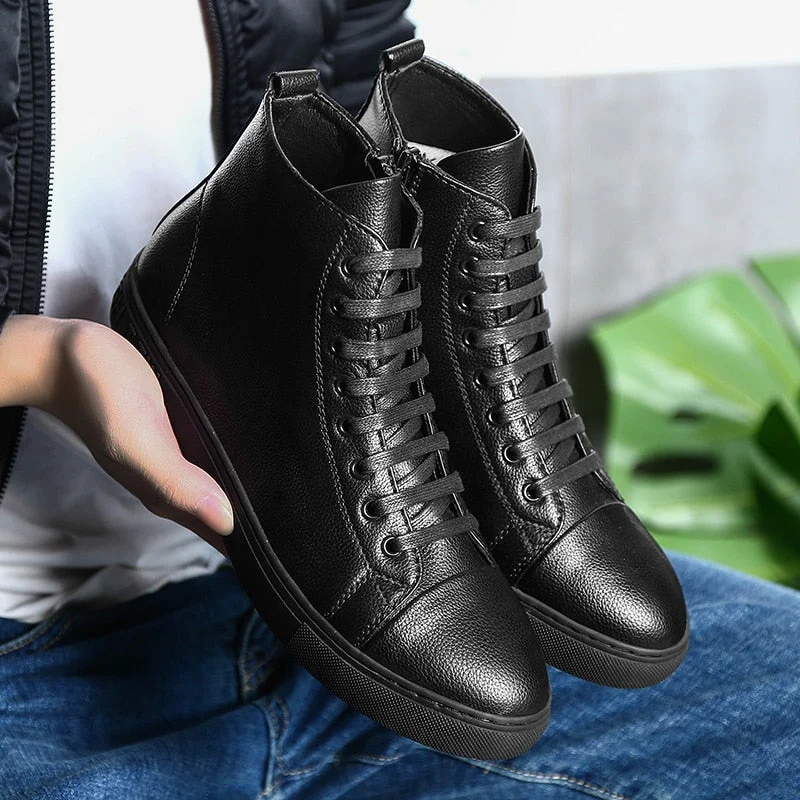 Autumn New Men Casual Shoes High Quality Leather Male Ankle Boots Hip-hop Men Moccasins Shoes Waterproof Man Motorcycle Boots