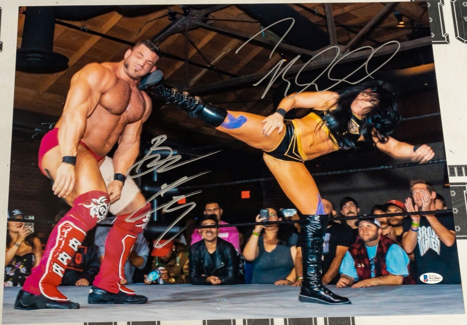 Tessa Blanchard & Brian Cage Signed 16x20 Photo Poster painting BAS COA AEW Impact Wrestling AAA