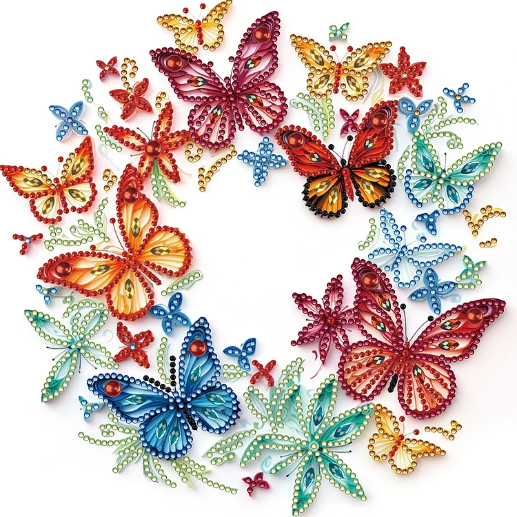 Flower Butterfly Quilling Paper 30*30CM (Canvas) Special Drill Diamond Painting gbfke