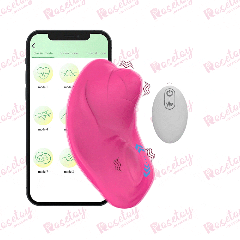 App Remote Control Rose Bud Rolling Ball Panty Vibrator - Rose Toy