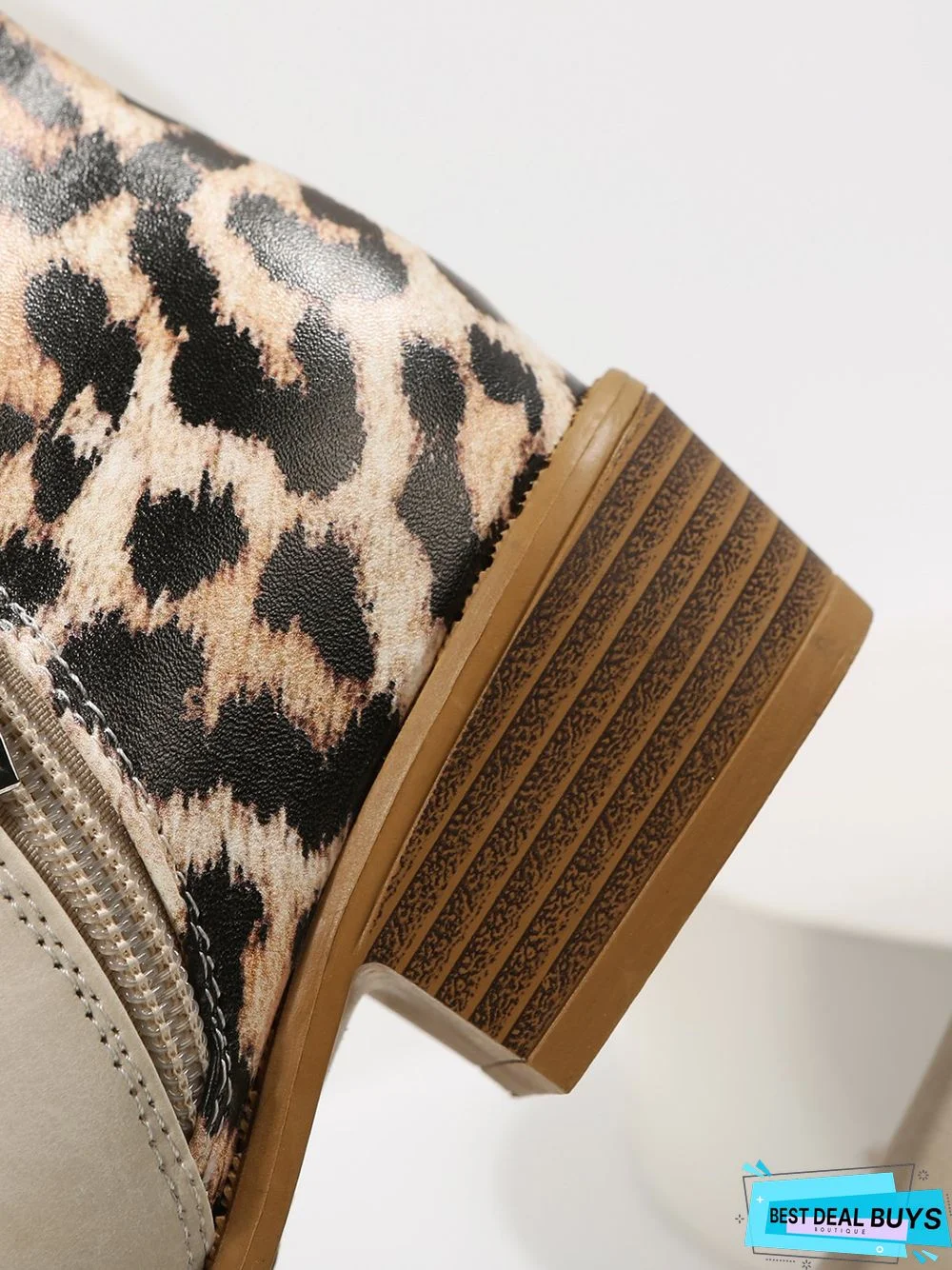 Leopard Khaki Casual Ankle Boots