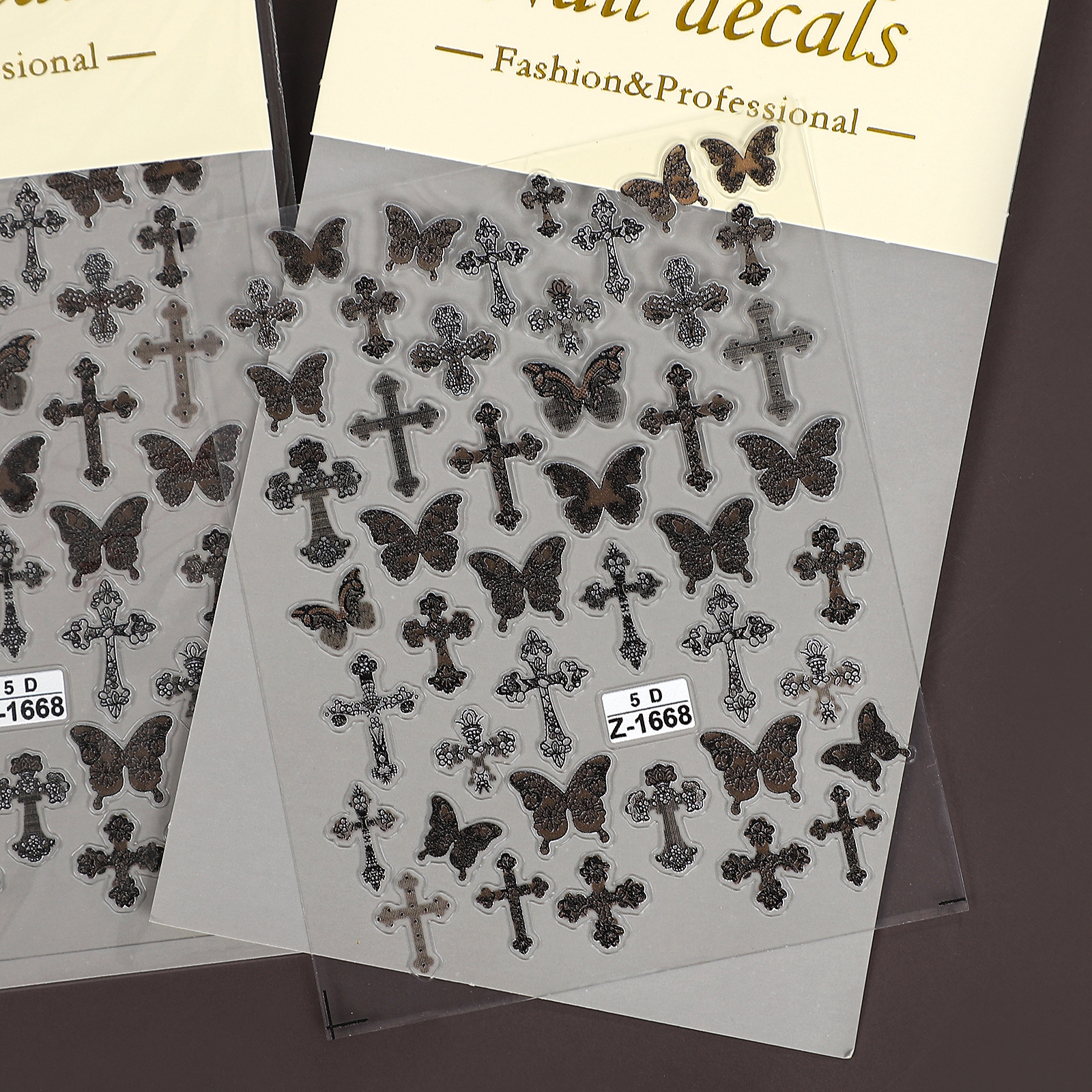 PET 스티커 - 2개/세트 빈티지 5D 크로스 버터플라이 매니큐어
