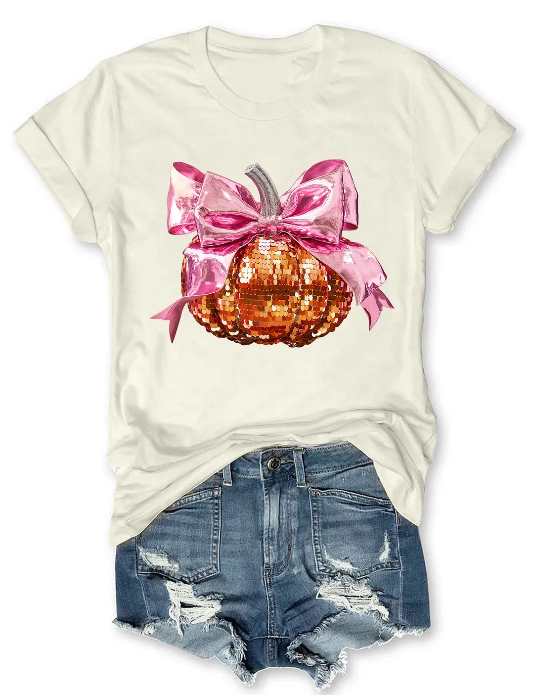 Pink Coquette Bow Ball Pumpkin T-Shirt