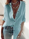 Pure Cotton Solid Color Long Sleeves Shirts Tops
