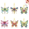 6Pcs DIY Dragonfly Butterfly Acrylic Double Sided Diamond Painting Keychains