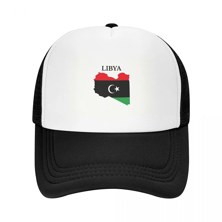 Classic Libya Flag Map Baseball Cap Men Women Breathable Trucker Hat Outdoor