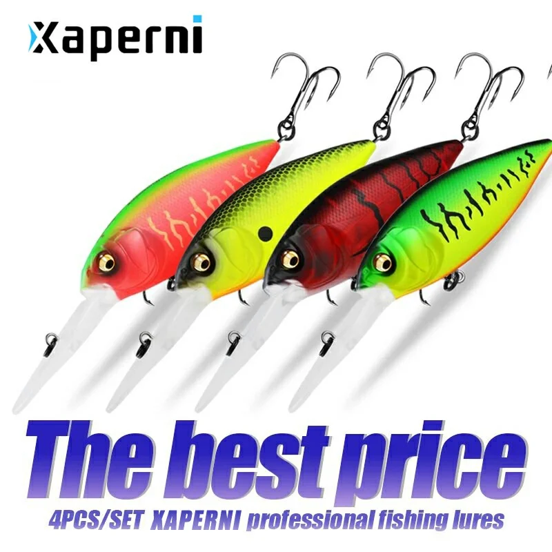 Xaperni Hot sales 4pcs/set 75mm 23g TOP Fishing lures crank bait deep diver bait lure High Quality Hard Baits professional