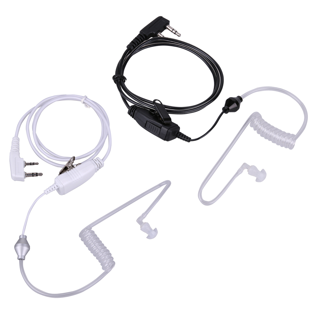 

2Pin Acoustic Tube Headset PTT Mic Earpiece for Baofeng Kenwood 2way Radio, White, 501 Original