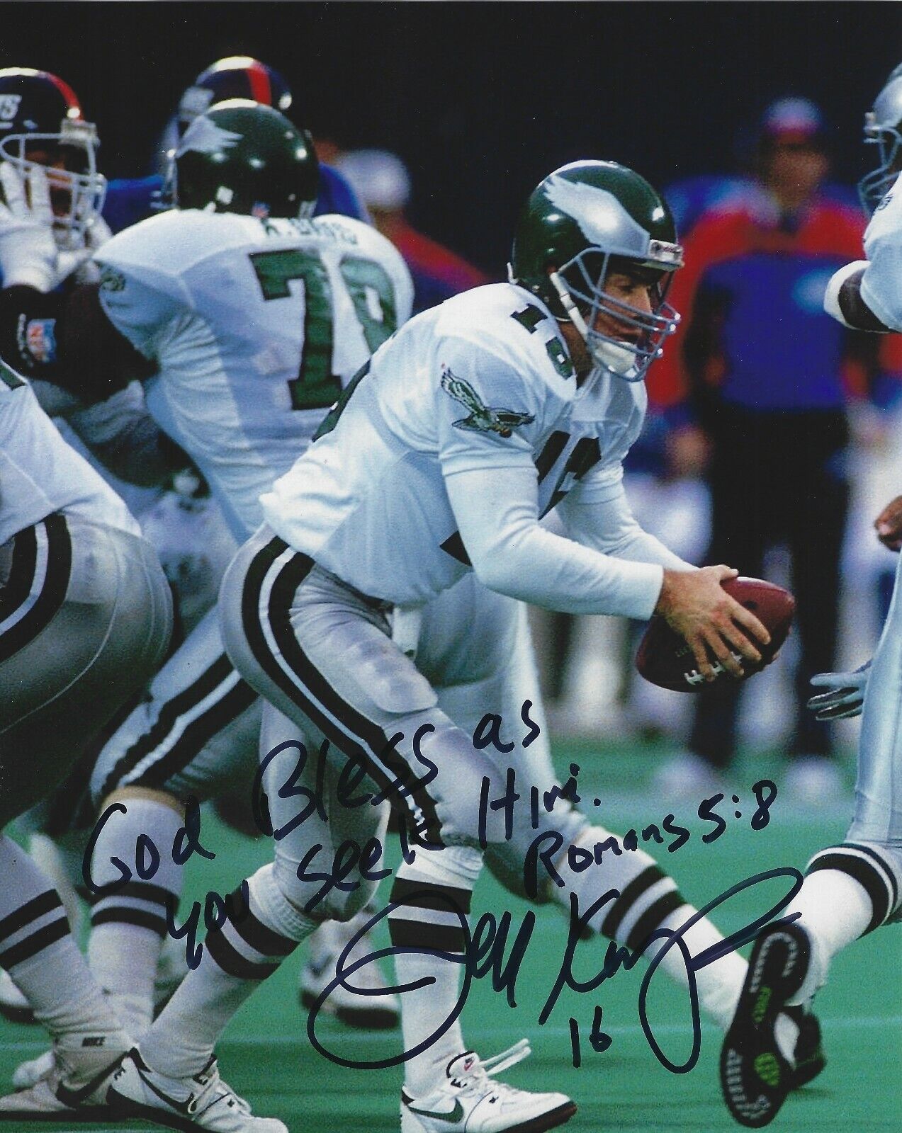 Signed 8x10 JEFF KEMP Philadelphia Eagles Autographed Photo Poster painting - COA