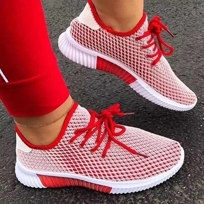 Women Sneaker Sock Shoes Summer Breathable flats Cross Tie Platform Round Toe Casual Fashion Sport Lace Up Female shoes women