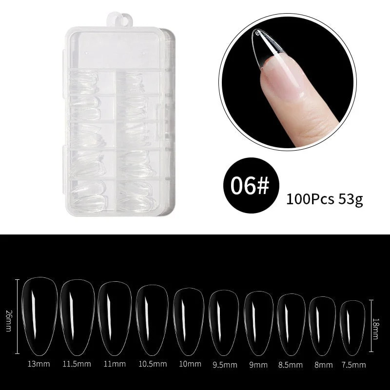 100Pcs False Full Nail Tips Quick Building Mold Tips Nail Dual Forms Finger Extension Nail Art UV extension Easy Find Nail Tools-Nail Inspo